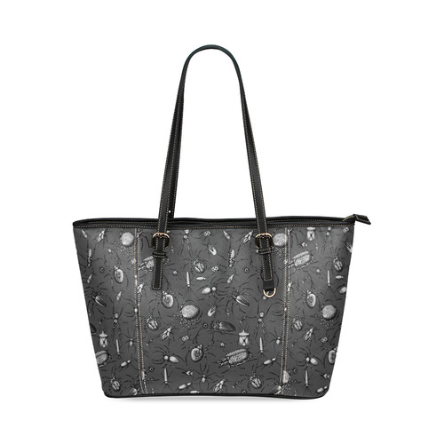 beetles spiders creepy crawlers bugs Leather Tote Bag/Large (Model 1640)