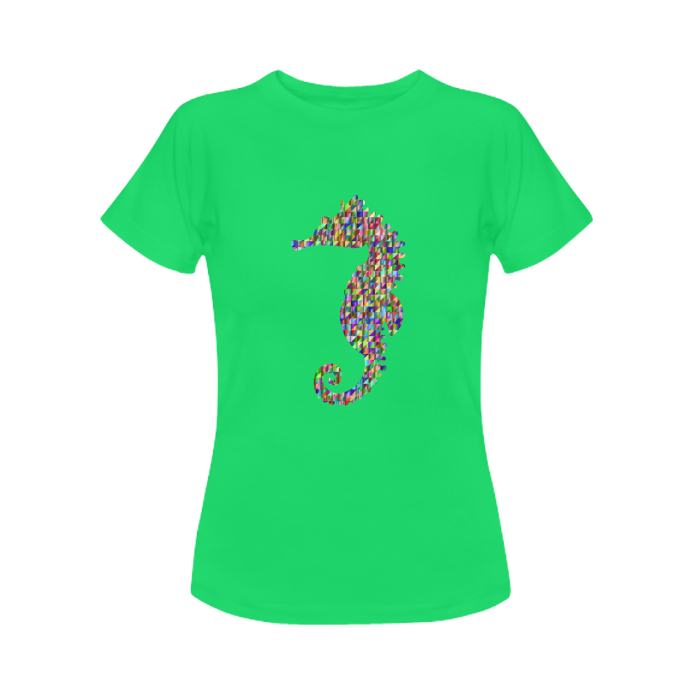 Abstract Triangle Seahorse Lime Green Women's Classic T-Shirt (Model T17）