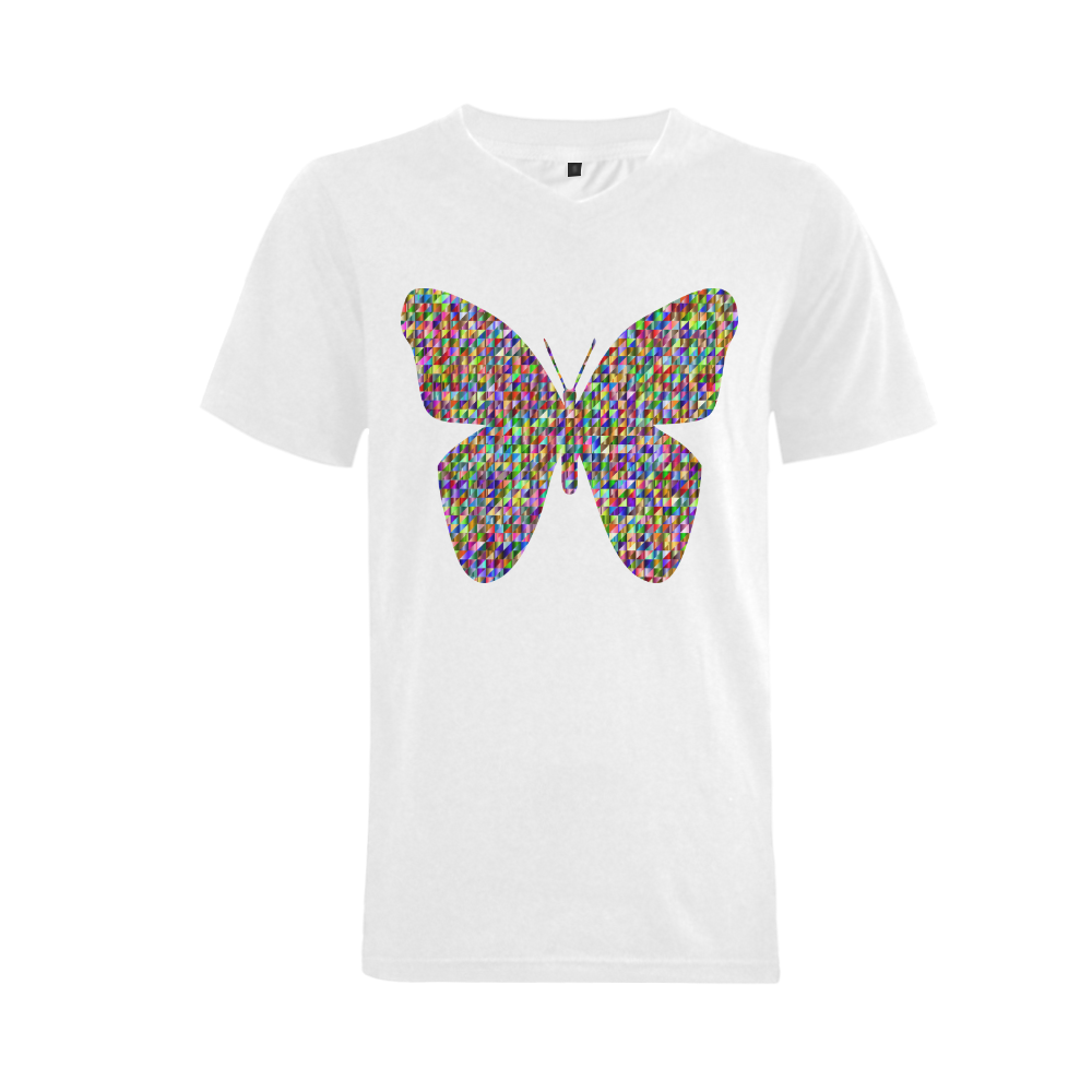 Abstract Triangle Butterfly White Men's V-Neck T-shirt  Big Size(USA Size) (Model T10)