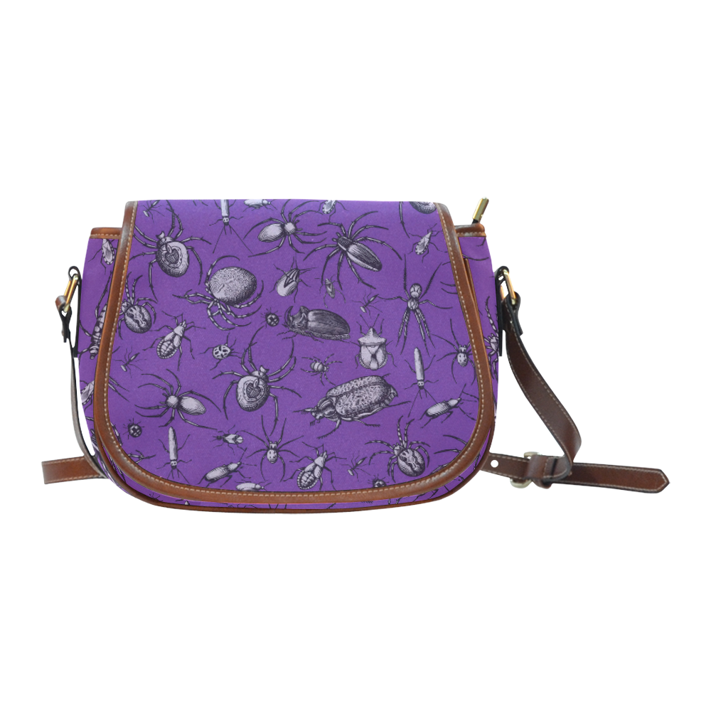 spiders creepy crawlers bugs purple halloween Saddle Bag/Large (Model 1649)