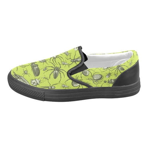 insects spiders creepy crawlers halloween green Men's Slip-on Canvas Shoes (Model 019)