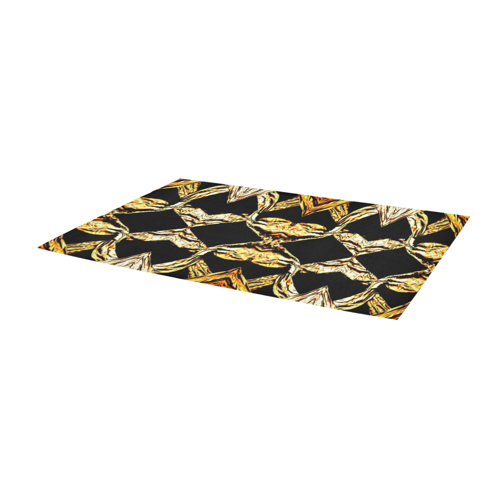 Elegant Oriental Pattern Black Gold Area Rug 9'6''x3'3''