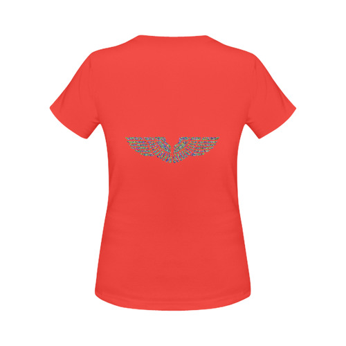 Abstract Triangle Eagle Wings Red Women's Classic T-Shirt (Model T17）