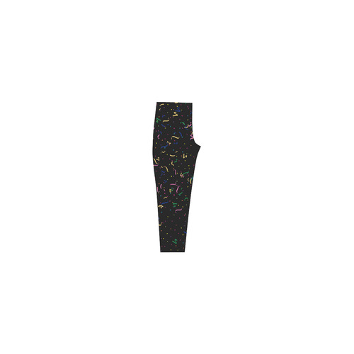 Confetti and  Party Streamers Black Capri Legging (Model L02)