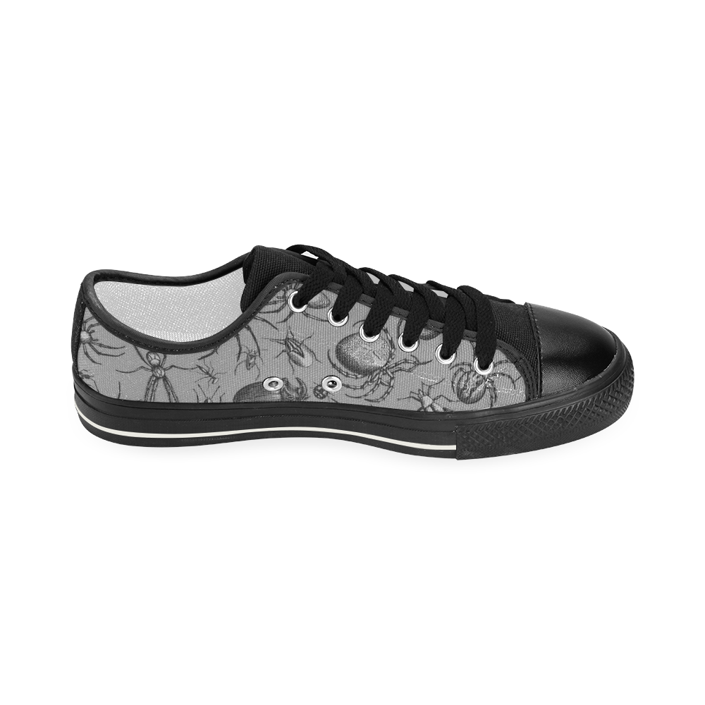 beetles spiders creepy crawlers insects grey Women's Classic Canvas Shoes (Model 018)