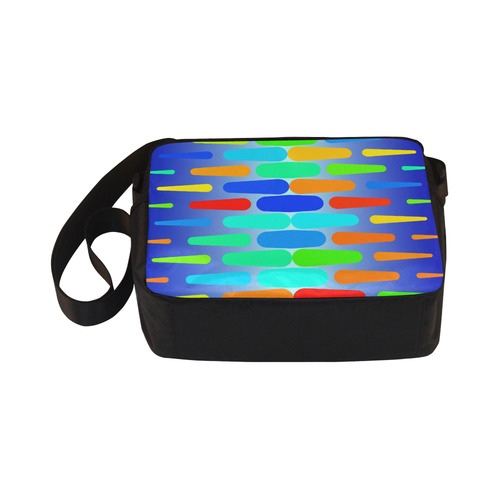 Colorful shapes on a blue background Classic Cross-body Nylon Bags (Model 1632)