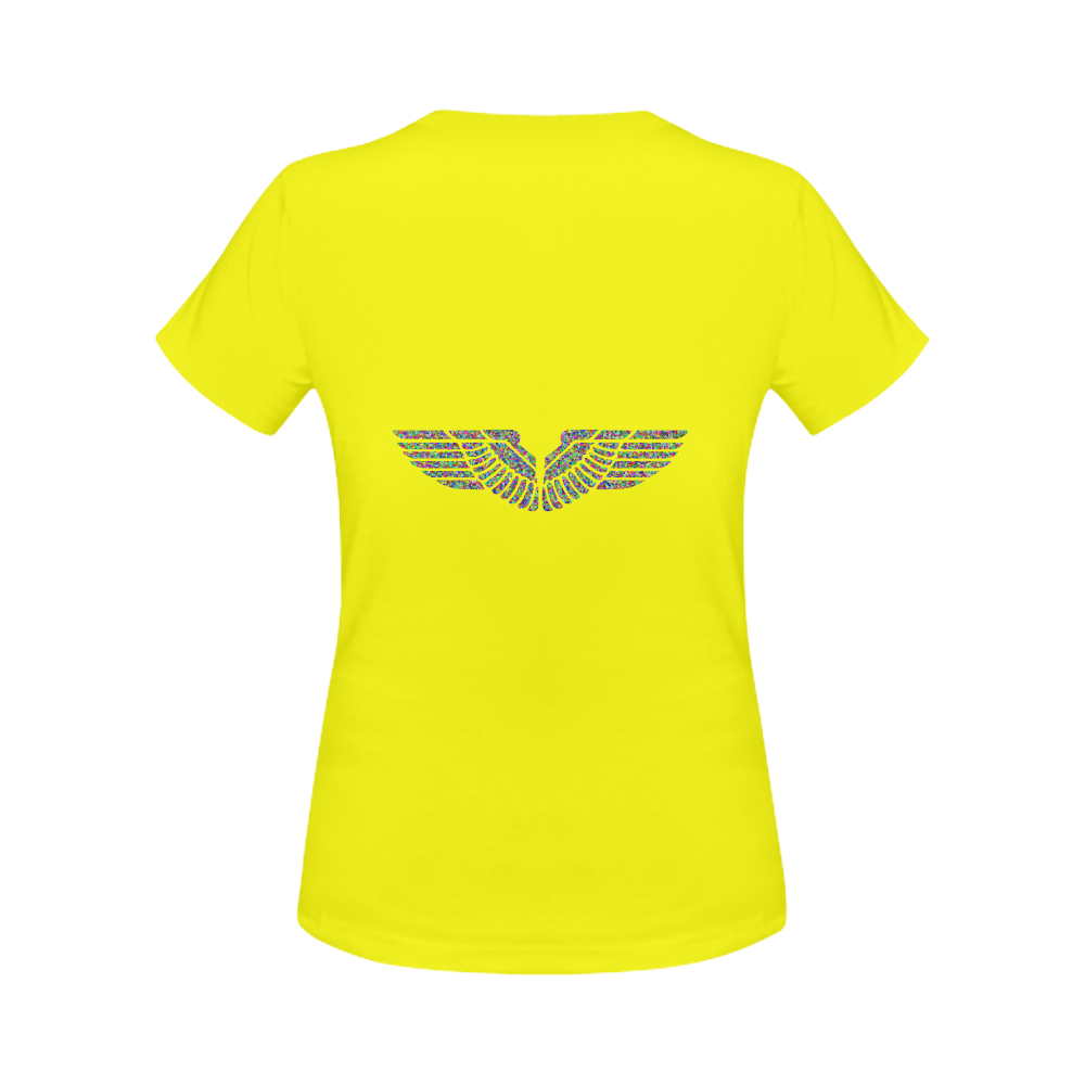 Abstract Triangle Eagle Wings Neon Yellow Women's Classic T-Shirt (Model T17）