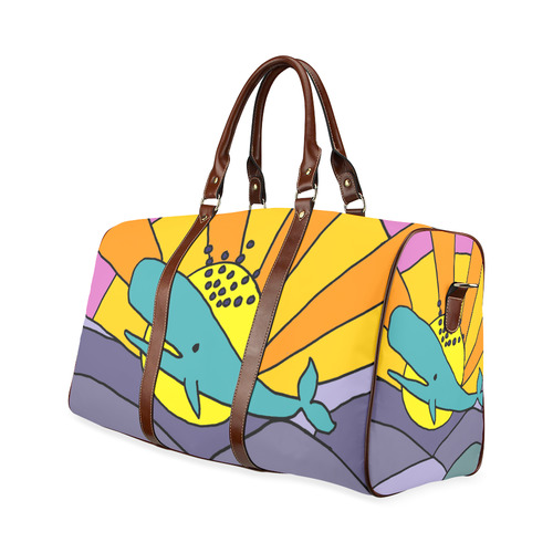 Whale and Sun Abstract Art Waterproof Travel Bag/Large (Model 1639)