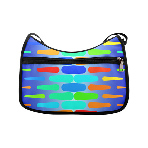 Colorful shapes on a blue background Crossbody Bags (Model 1616)