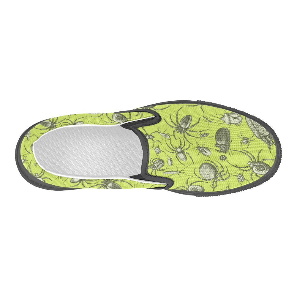 insects spiders creepy crawlers halloween green Men's Slip-on Canvas Shoes (Model 019)