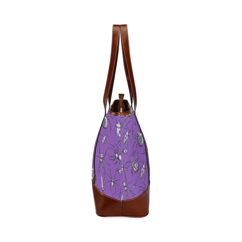 spiders creepy crawlers bugs purple halloween Tote Handbag (Model 1642)