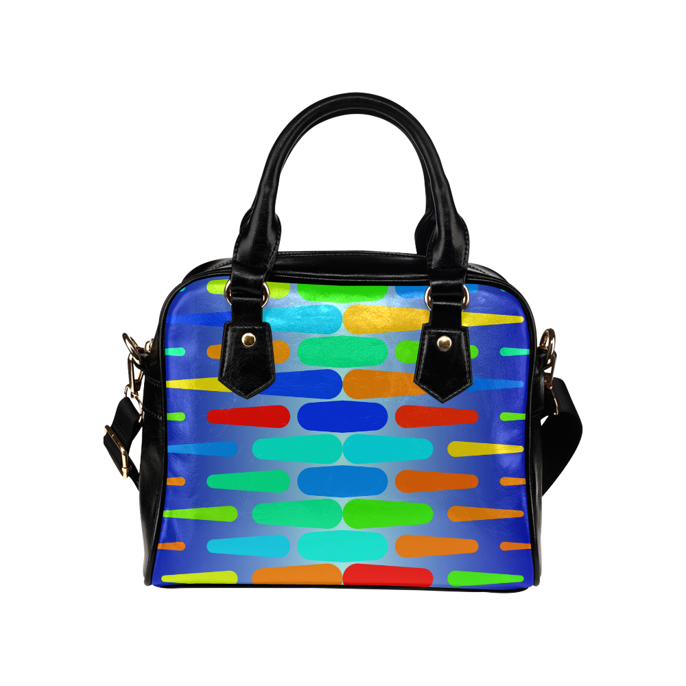 Colorful shapes on a blue background Shoulder Handbag (Model 1634)