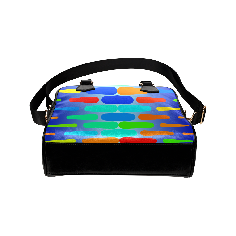 Colorful shapes on a blue background Shoulder Handbag (Model 1634)