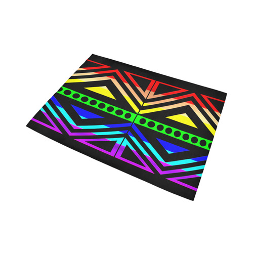 Rainbow Multicolored Ethnic Abstract Design 5 - Black Area Rug7'x5'