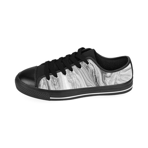 Black and White Swirly Men's Classic Canvas Shoes/Large Size (Model 018)
