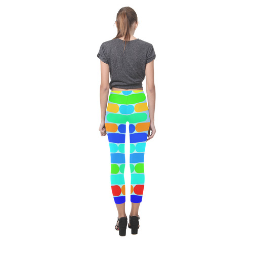 Colorful shapes on a blue background Capri Legging (Model L02)