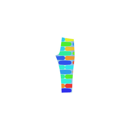 Colorful shapes on a blue background Capri Legging (Model L02)