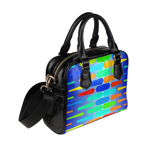 Colorful shapes on a blue background Shoulder Handbag (Model 1634)