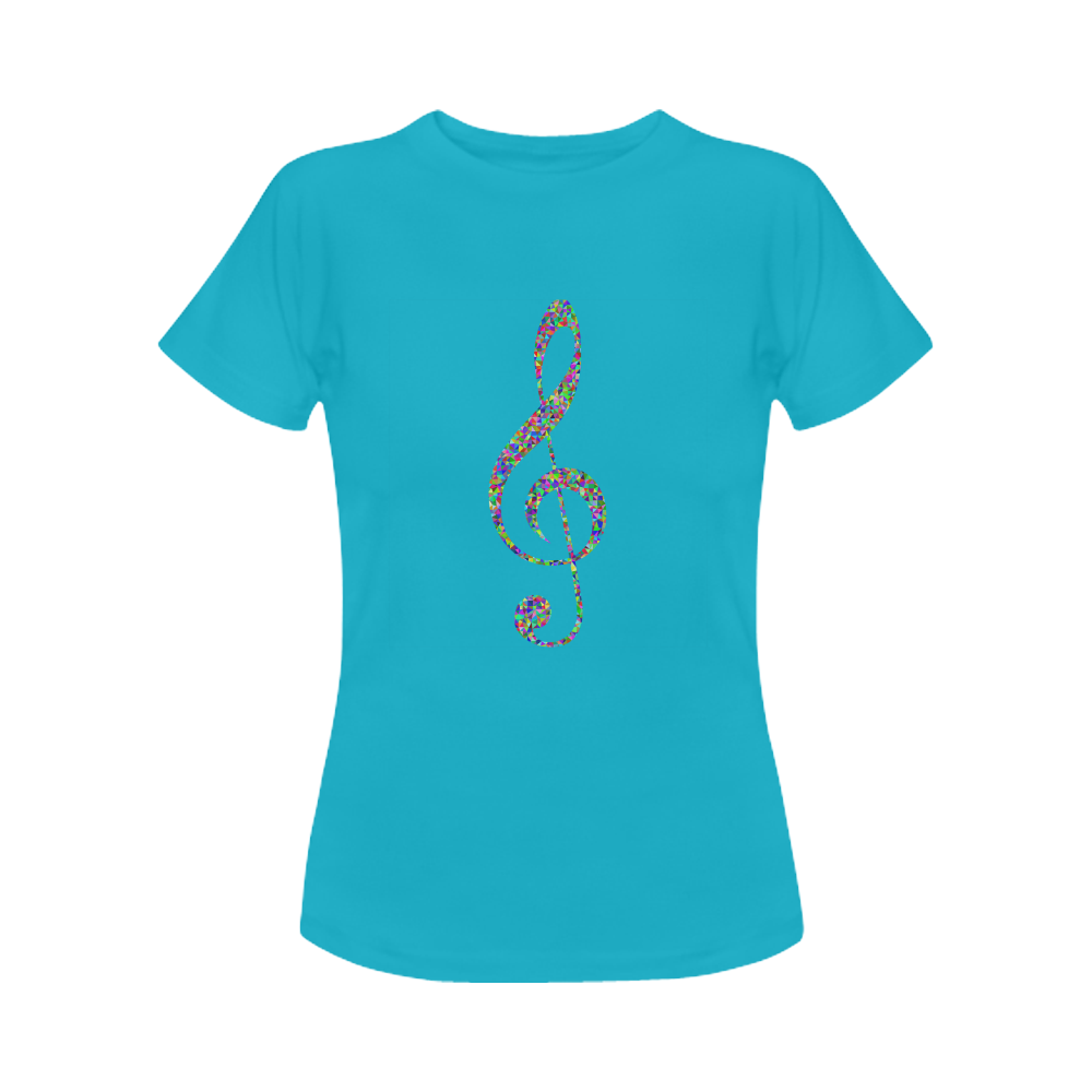 Abstract Triangle Music Note Aqua Blue Women's Classic T-Shirt (Model T17）
