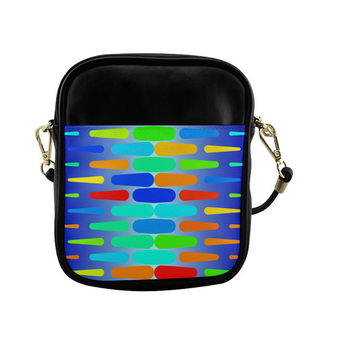 Colorful shapes on a blue background Sling Bag (Model 1627)