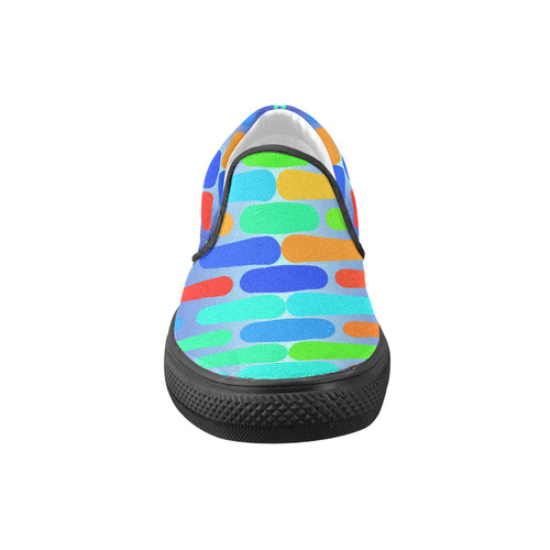 Colorful shapes on a blue background Men's Unusual Slip-on Canvas Shoes (Model 019)