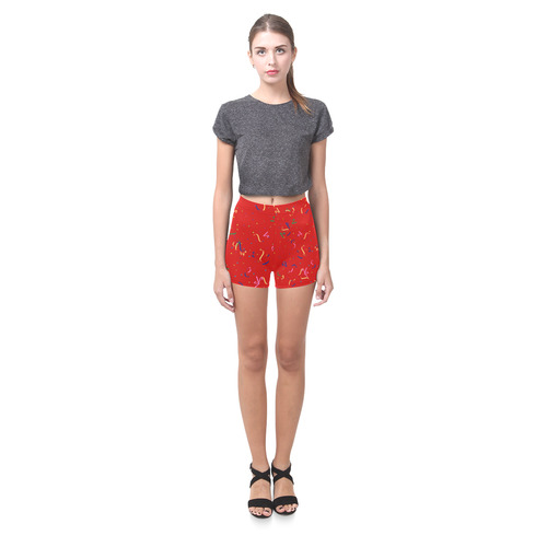 Confetti and  Party Streamers Red Briseis Skinny Shorts (Model L04)