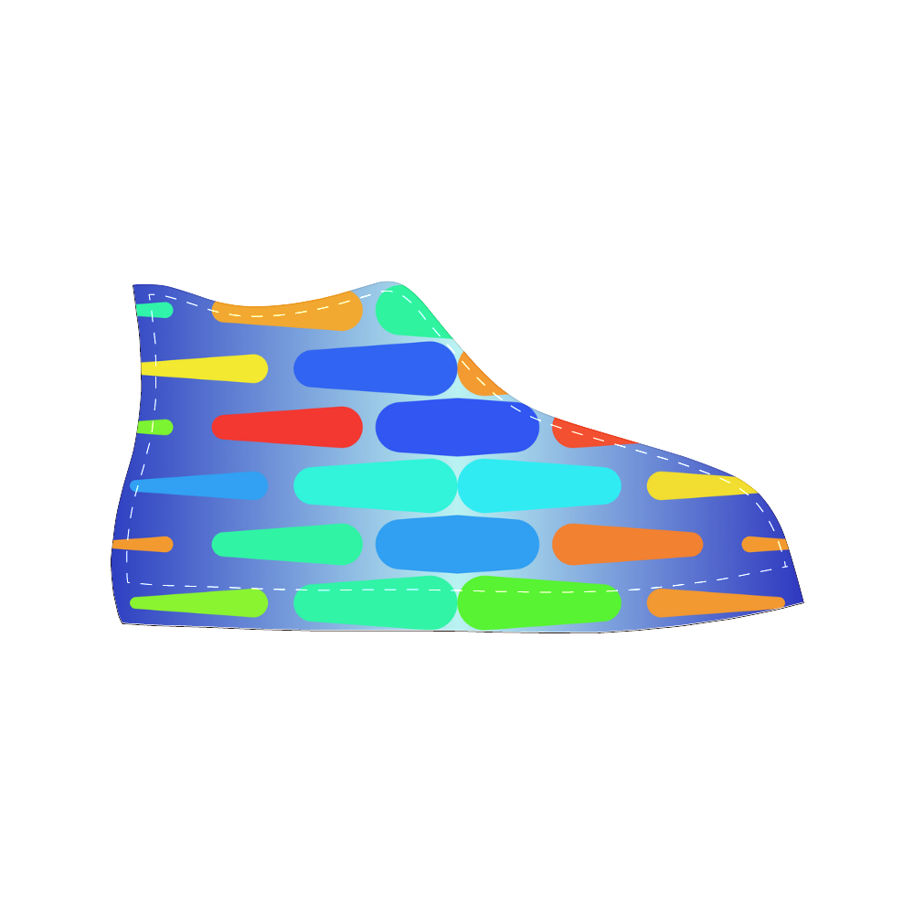 Colorful shapes on a blue background Men’s Classic High Top Canvas Shoes /Large Size (Model 017)