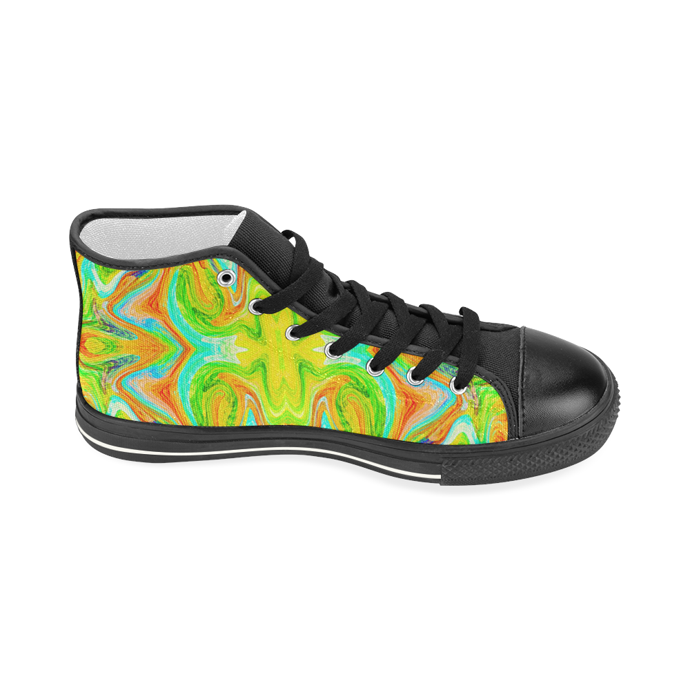 Multicolor Abtract Figure Women's Classic High Top Canvas Shoes (Model 017)
