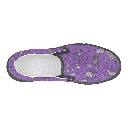 spiders creepy crawlers insects purple halloween Men's Slip-on Canvas Shoes (Model 019)