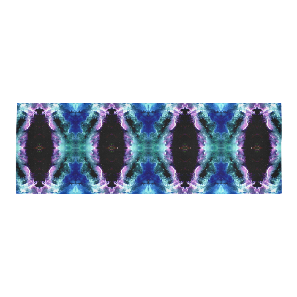 Blue, Light Blue, Metallic Diamond Pattern Area Rug 9'6''x3'3''