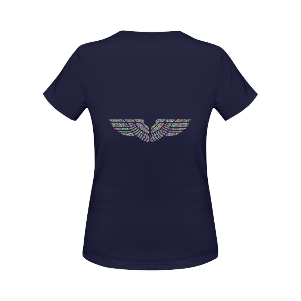 Abstract Triangle Eagle Wings Dark Blue Women's Classic T-Shirt (Model T17）