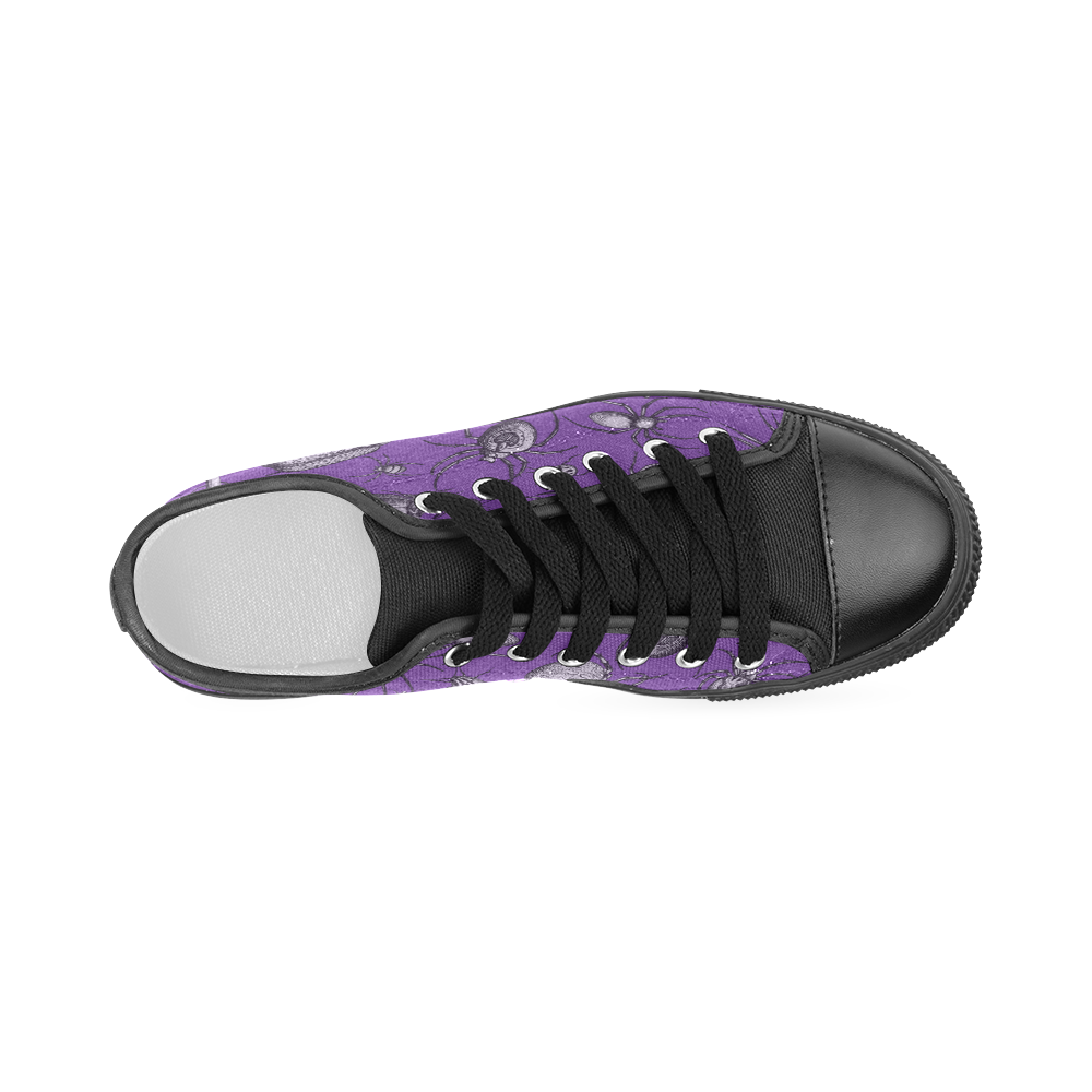 spiders creepy crawlers insects purple halloween Women's Classic Canvas Shoes (Model 018)