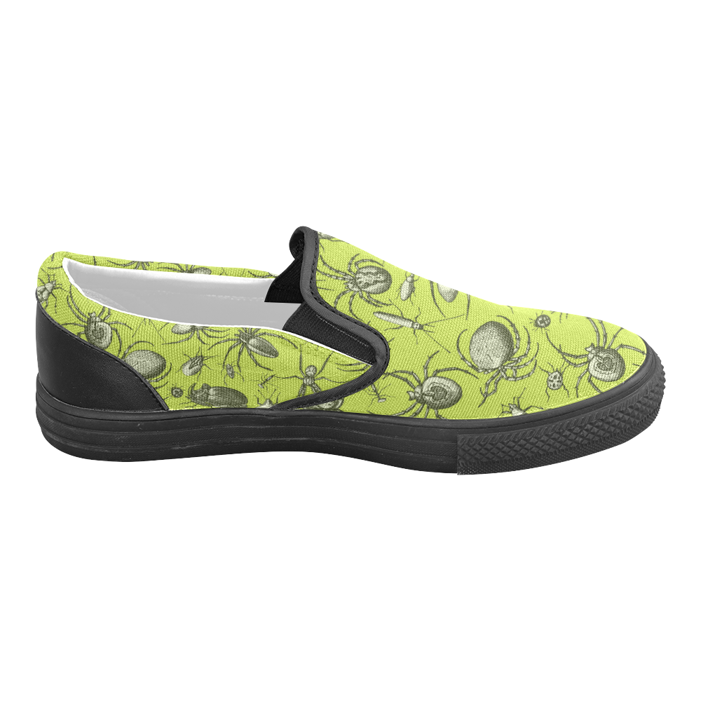 insects spiders creepy crawlers halloween green Men's Slip-on Canvas Shoes (Model 019)