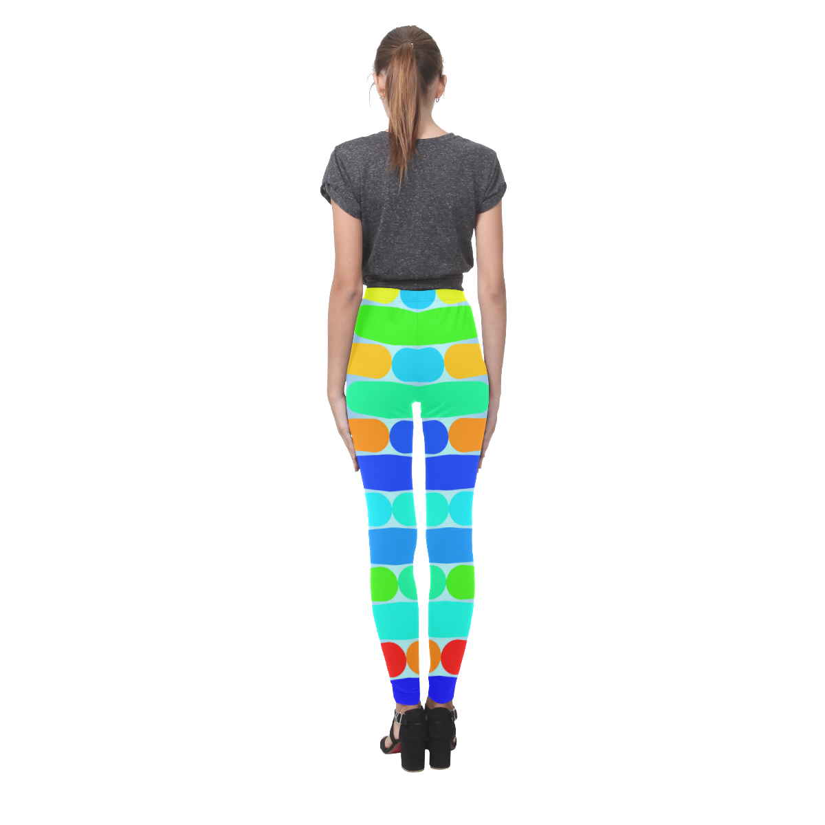 Colorful shapes on a blue background Cassandra Women's Leggings (Model L01)