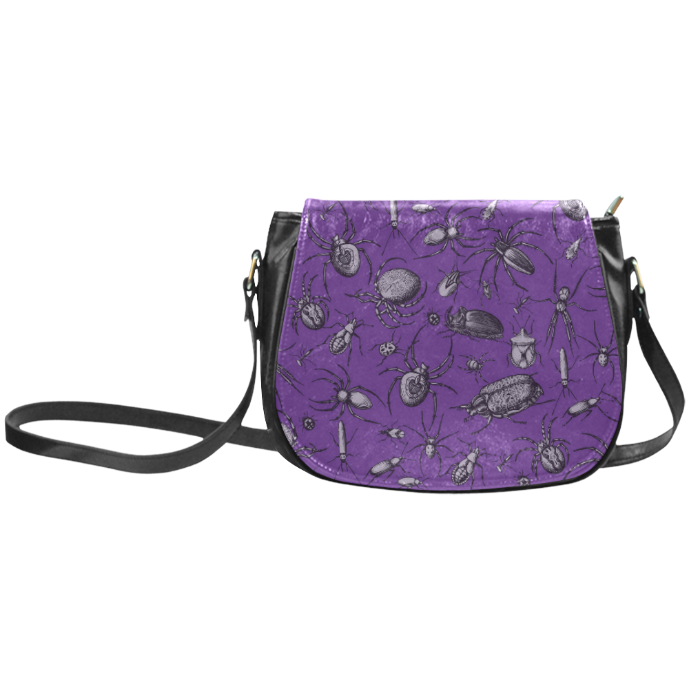 spiders creepy crawlers bugs purple halloween Classic Saddle Bag/Large (Model 1648)