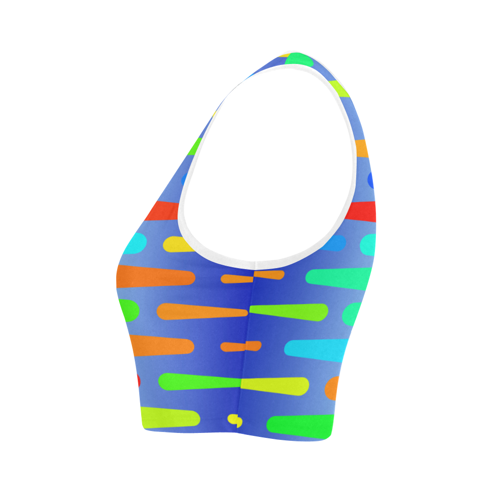 Colorful shapes on a blue background Women's Crop Top (Model T42)