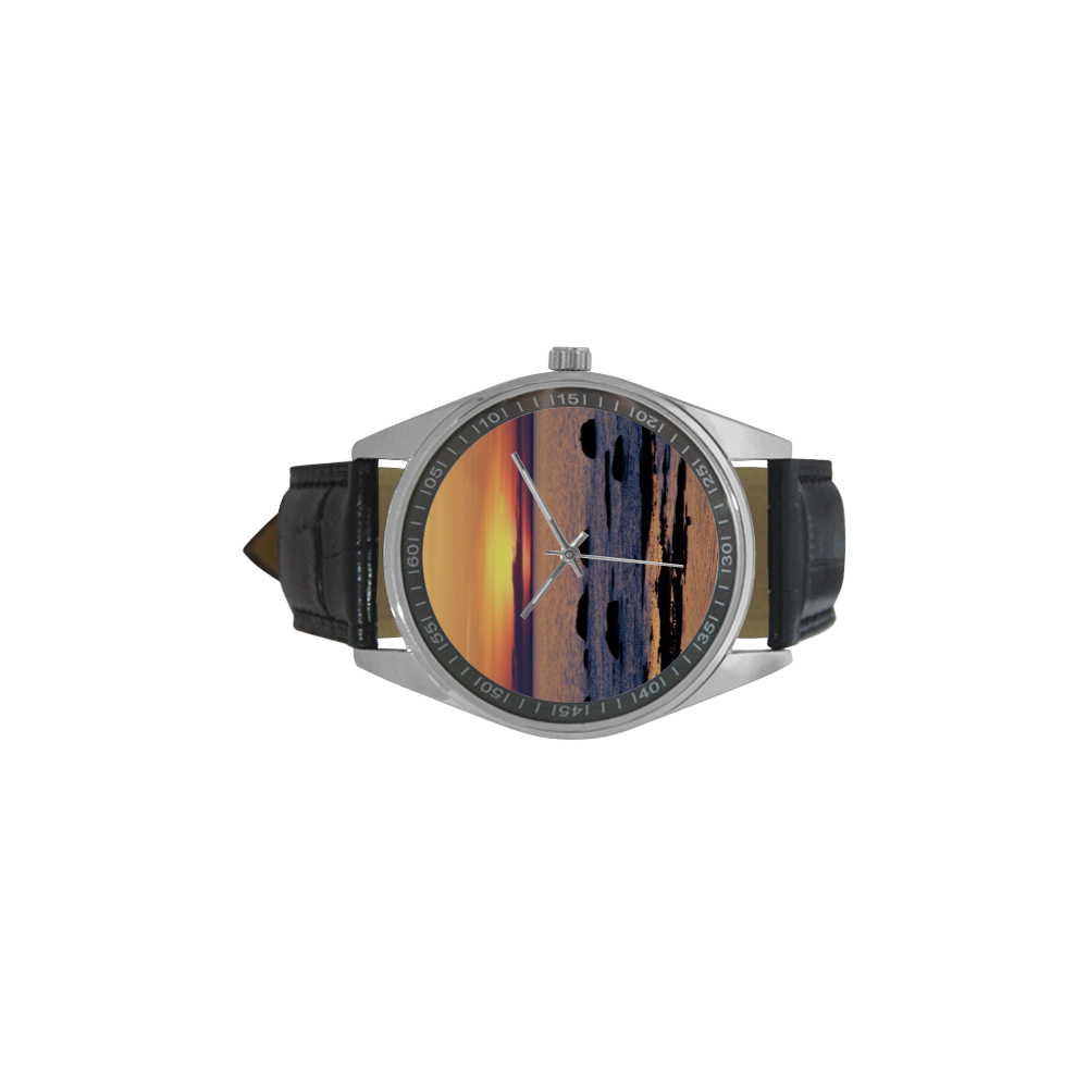 Summer's Glow Men's Casual Leather Strap Watch(Model 211)
