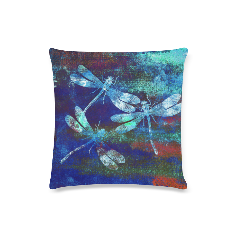 Mauritius Vintage Dragonflies Colours Y Custom Zippered Pillow Case 16"x16"(Twin Sides)