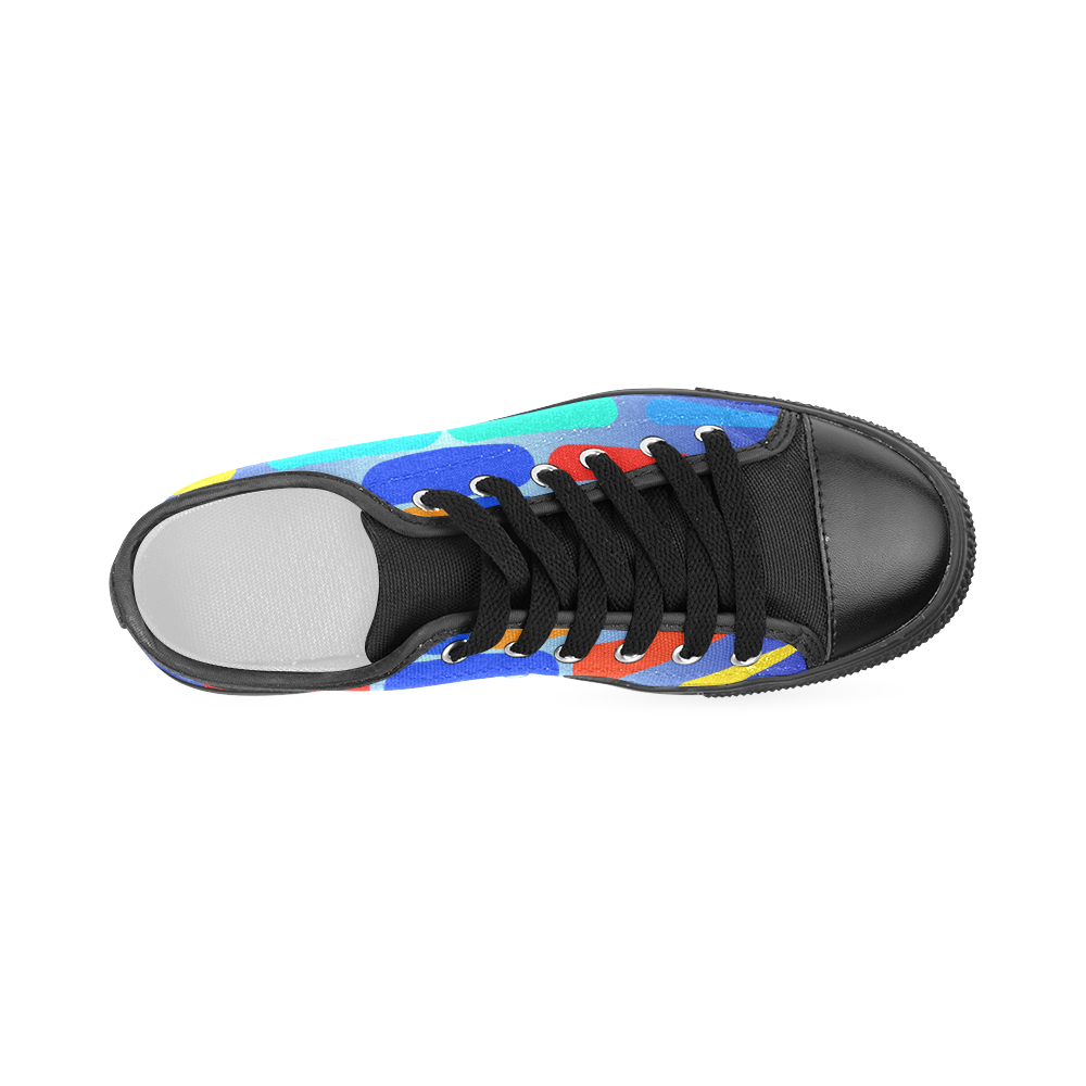 Colorful shapes on a blue background Men's Classic Canvas Shoes (Model 018)