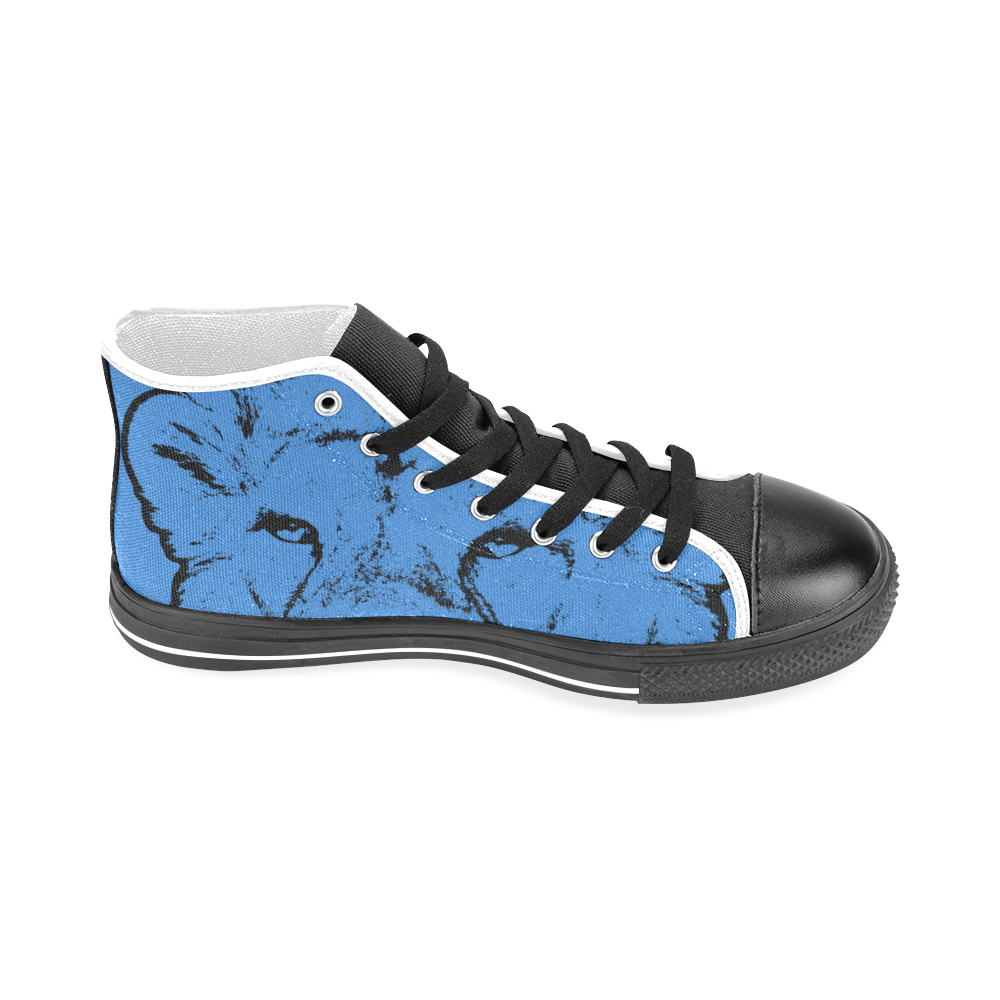LION BLUE Men’s Classic High Top Canvas Shoes (Model 017)