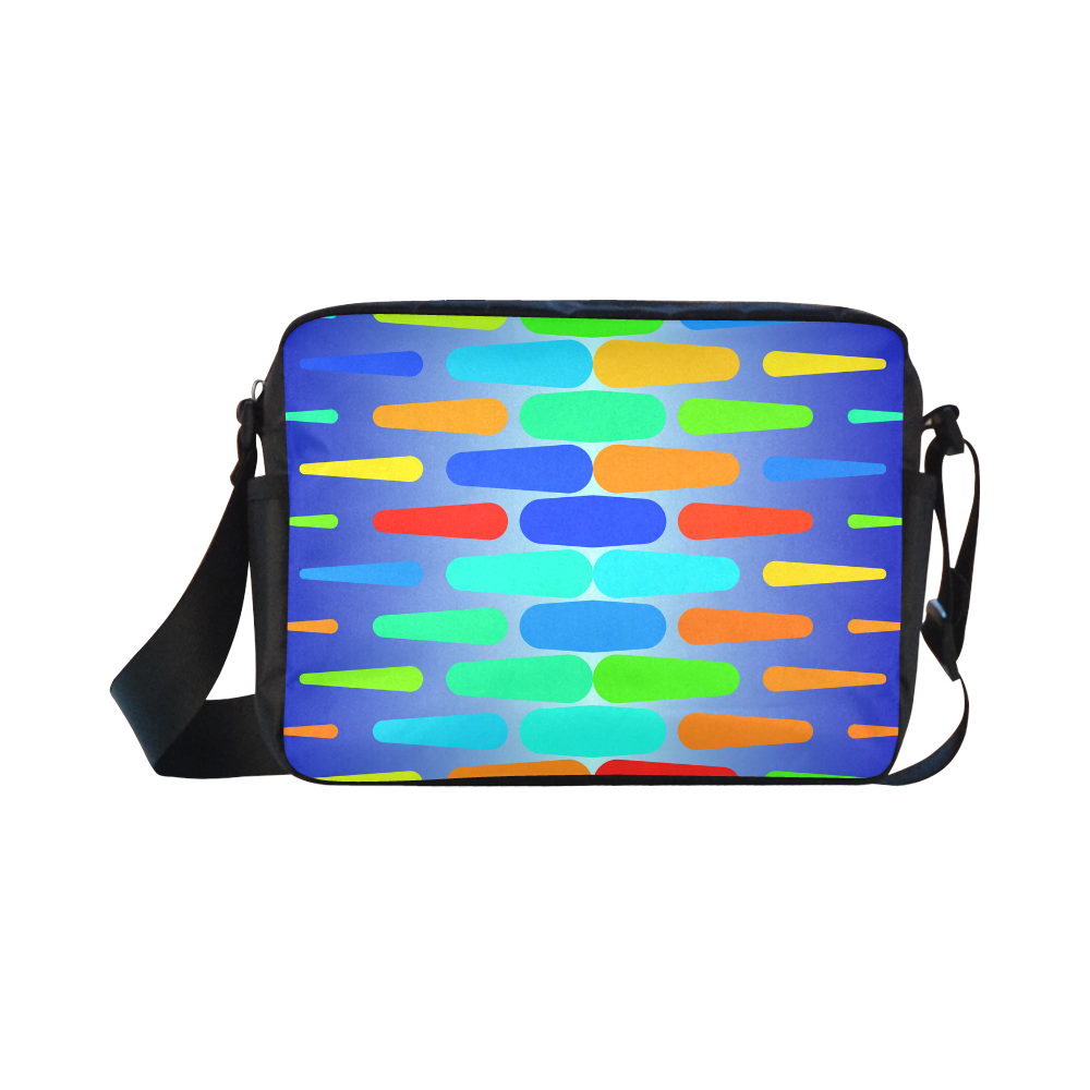 Colorful shapes on a blue background Classic Cross-body Nylon Bags (Model 1632)