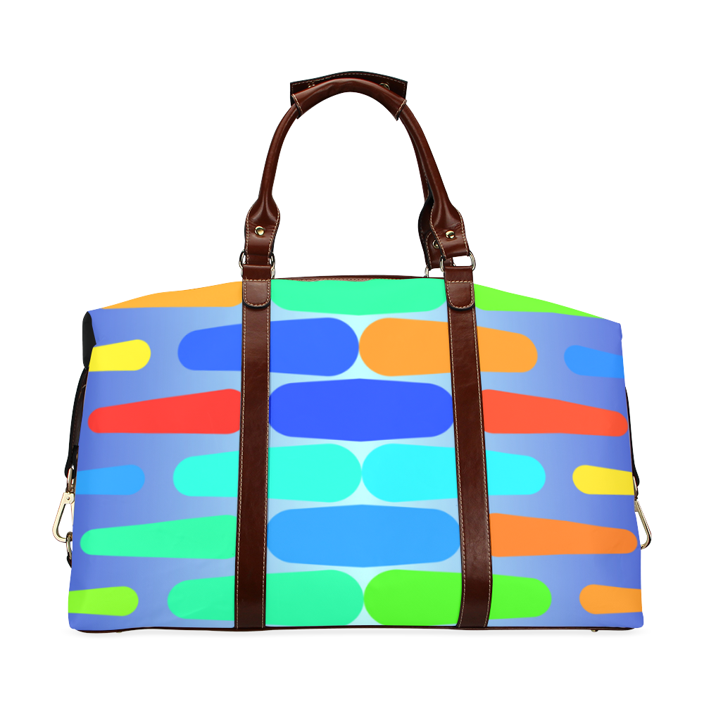 Colorful shapes on a blue background Classic Travel Bag (Model 1643) Remake
