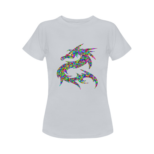 Abstract Triangle Dragon Grey Women's Classic T-Shirt (Model T17）