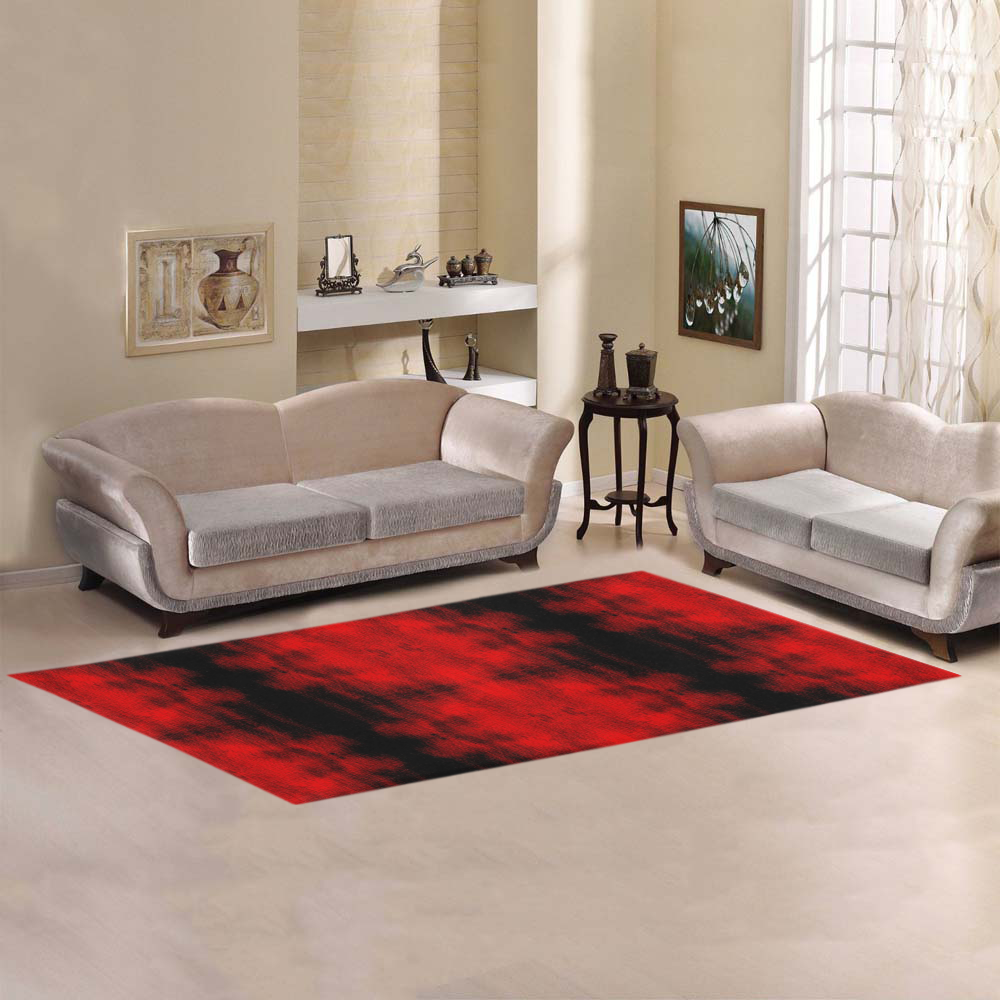 Red Black Gothic Pattern Area Rug 9'6''x3'3''