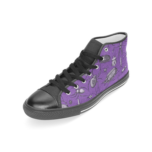 spiders creepy crawlers insects purple halloween Women's Classic High Top Canvas Shoes (Model 017)
