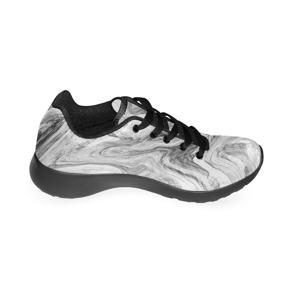 Black and White Swirly Women’s Running Shoes (Model 020)