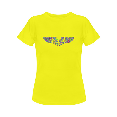 Abstract Triangle Eagle Wings Neon Yellow Women's Classic T-Shirt (Model T17）