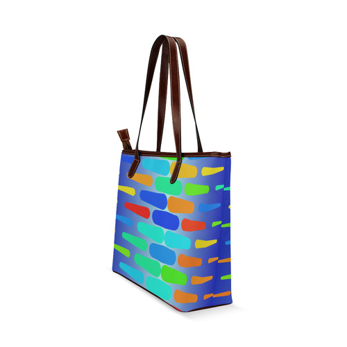 Colorful shapes on a blue background Shoulder Tote Bag (Model 1646)