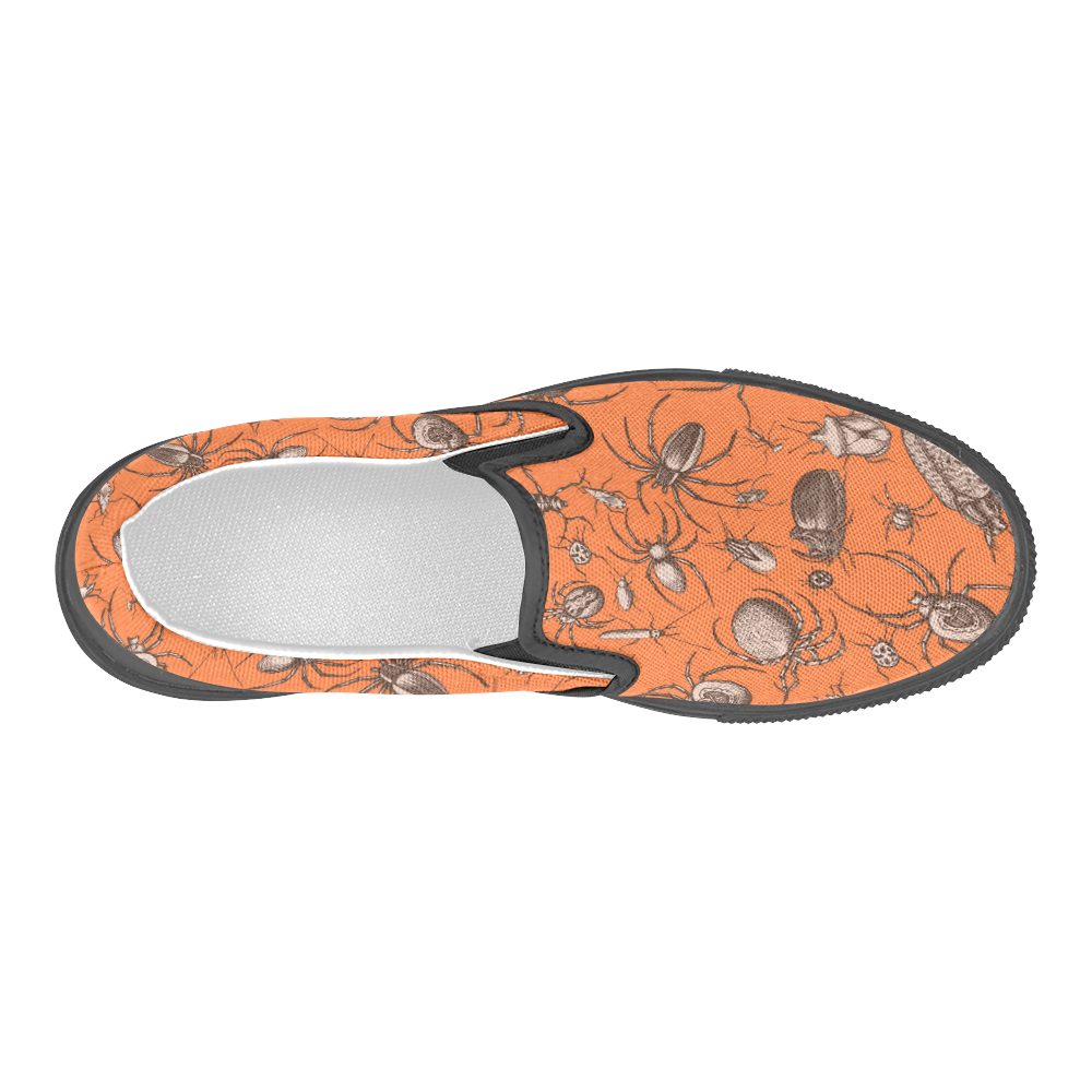 beetles spiders creepy crawlers insects halloween Men's Slip-on Canvas Shoes (Model 019)