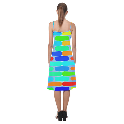 Colorful shapes on a blue background Alcestis Slip Dress (Model D05)